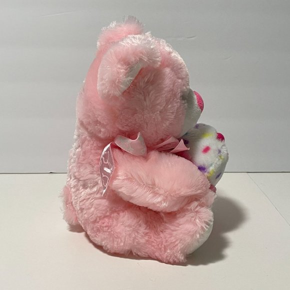 Kellytoy Plush Birthday Teddy Bear Soft Pink Fur Cupcake Stuffed Animal 10" - Picture 3 of 14
